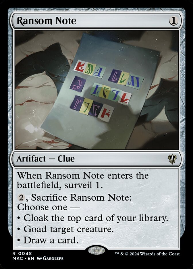Ransom Note - carta Magic The Gathering