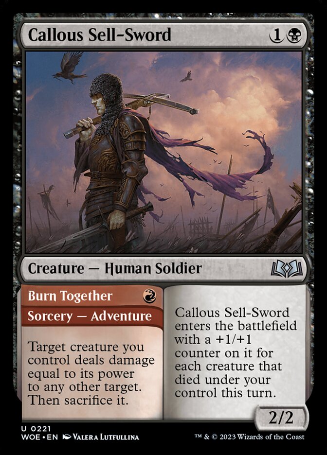 Callous Sell-Sword // Burn Together - carta Magic The Gathering