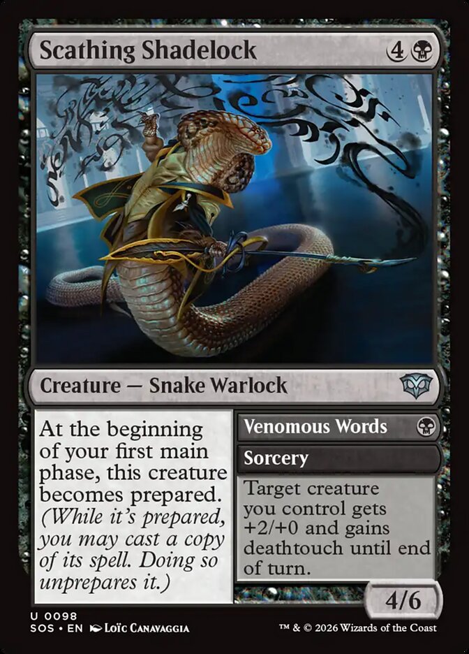 Scathing Shadelock // Venomous Words - carta Magic The Gathering