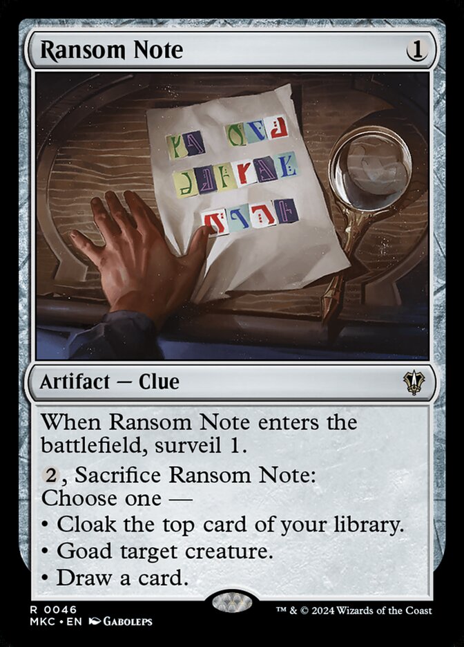 Ransom Note - carta Magic The Gathering