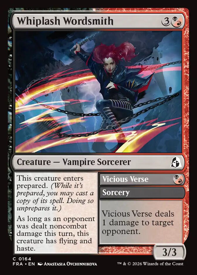 Whiplash Wordsmith // Vicious Verse - carta Magic The Gathering